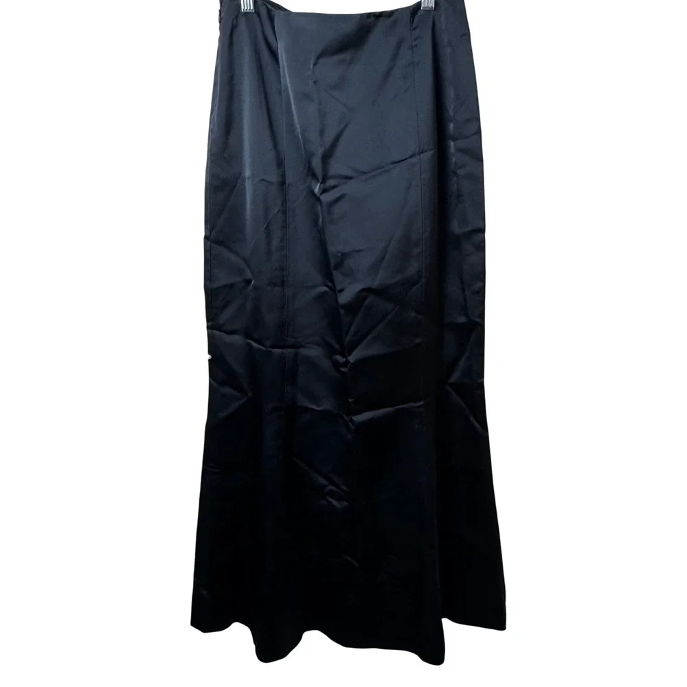 Oscar de la Renta Maxi‎ Skirt Womens 6 Navy Satin Bell Formal NEW